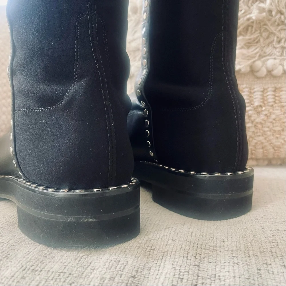 LIMITED EDITION STUART WEITZMAN 5050 Lift Studs Lug Over The Knee  Boots Black 8